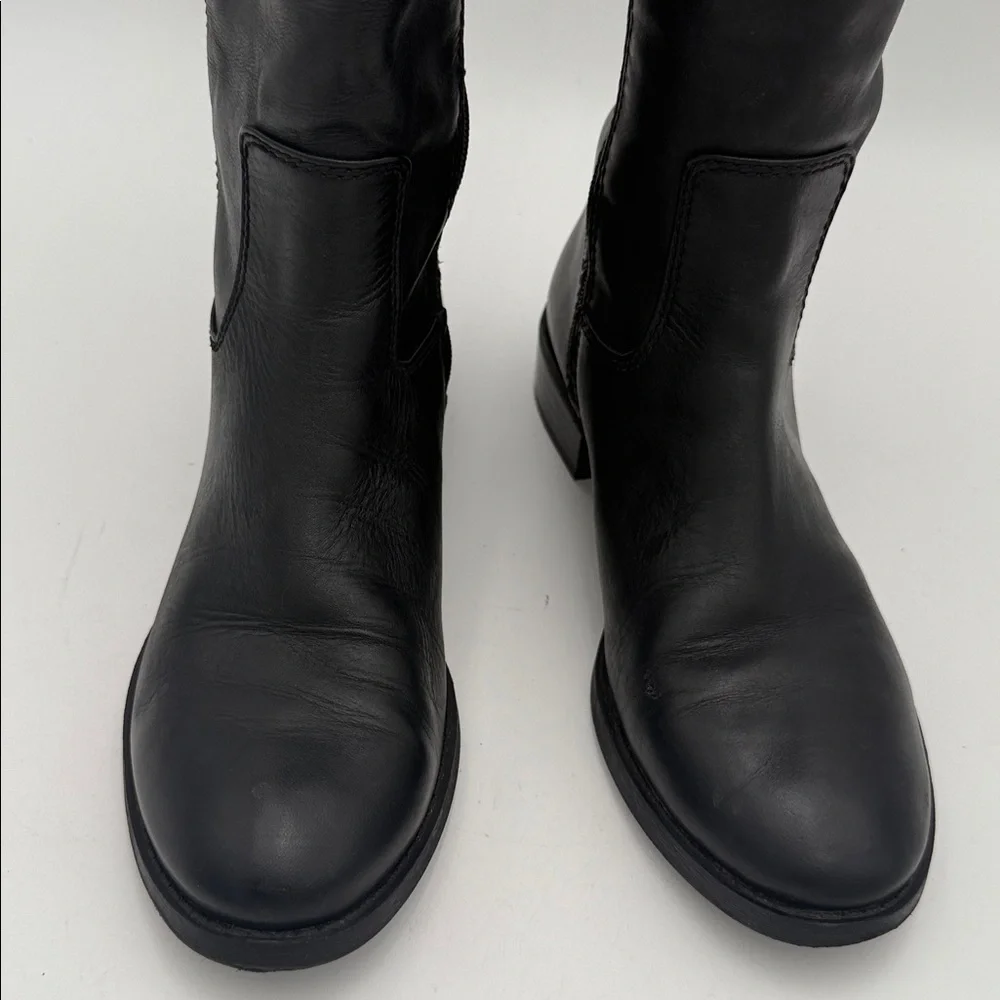 iNC fawne Black Women's riding calf Boots leather 7M casual  office fall winter